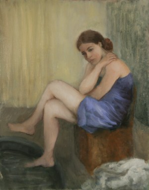 Après le bain. Huile sur toile de Dominique Trémois Chazot.