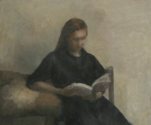La lectrice. Huile sur toile de Dominique Trémois Chazot.